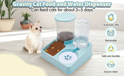 2-in-1 Automatic Cat Feeder & Water Dispenser Set