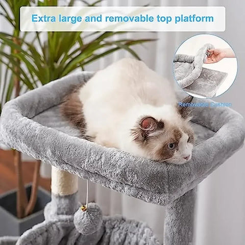 Cat Tree Tower Condo with Hammocks, Scratching Posts, and Cozy Cave