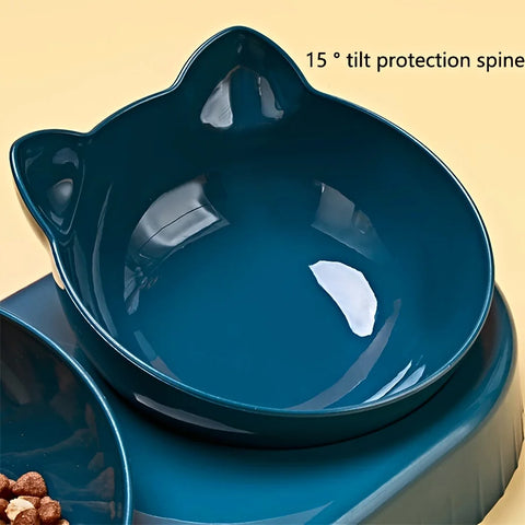 3-in-1 Cat Water and Food Bowl Set with Gravity Water Feeder