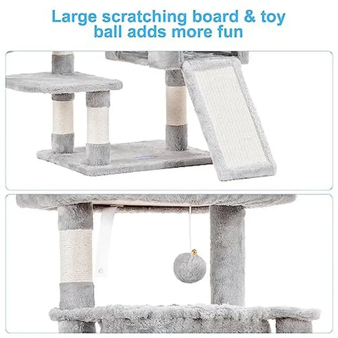 Cat Tree Tower Condo with Hammocks, Scratching Posts, and Cozy Cave